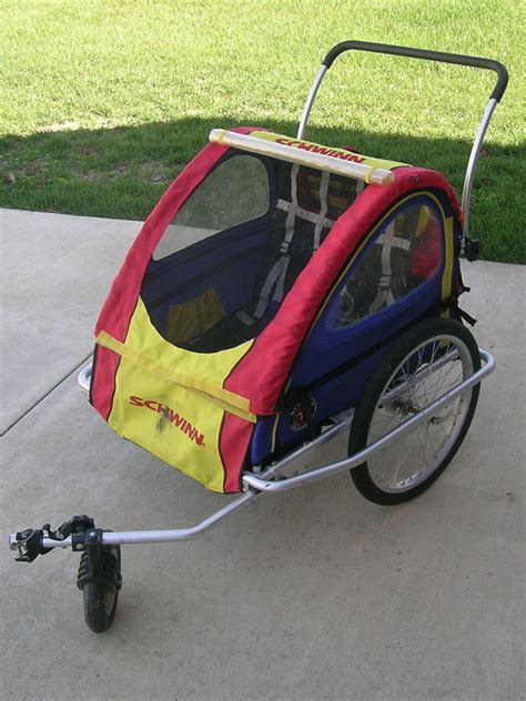 You can easily lift off the front wheel and attach the stroller to any <strong>bicycle</strong> to make it a <strong>bike</strong> stroller or you can use the stroller as a jogging stroller without removing the front wheel. . Schwinn bicycle trailer